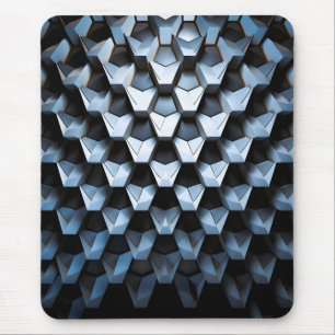 Mousepad Futurista Abstrato Azul Geométrico Metálico
