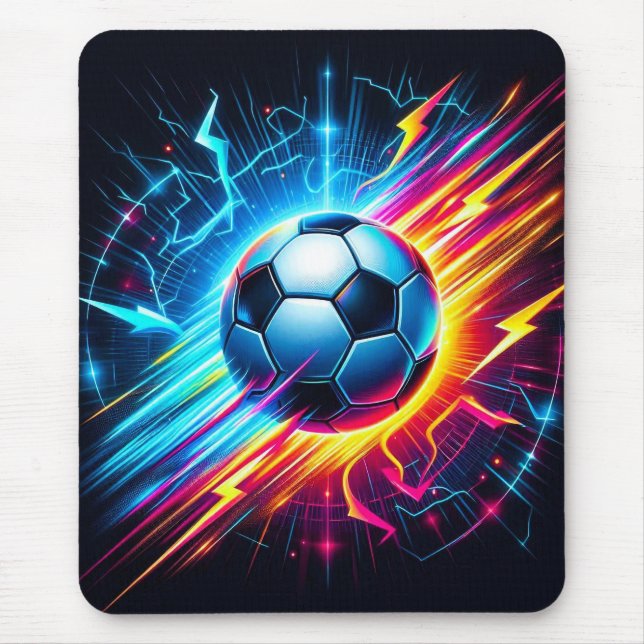 Mousepad Futurista Bola de Futebol Elétrico Relâmpago (Frente)