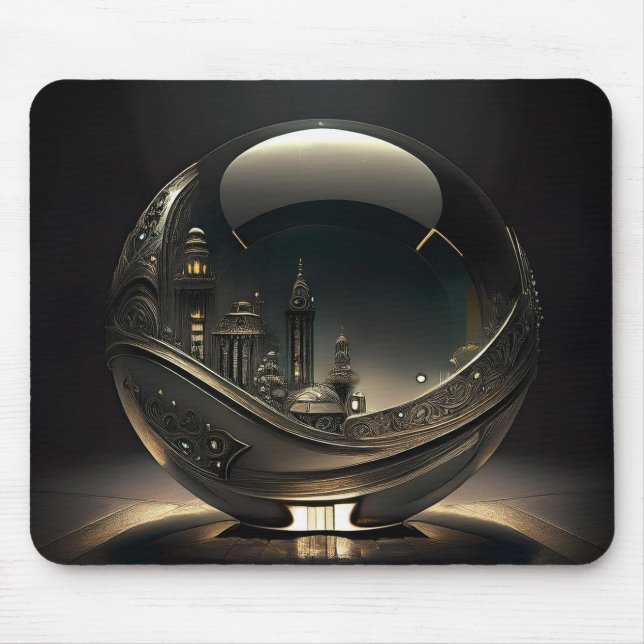 Mousepad Futuristic City In Transparent Glass Globe (Frente)