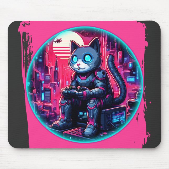 Mousepad Futurística Feline Tech (Frente)