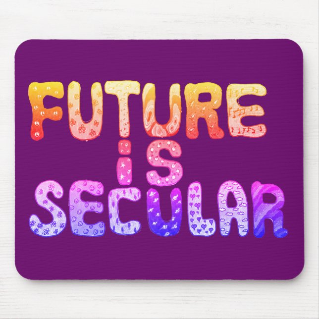 Mousepad FUTURO É SECULAR em laranja e roxo (Frente)