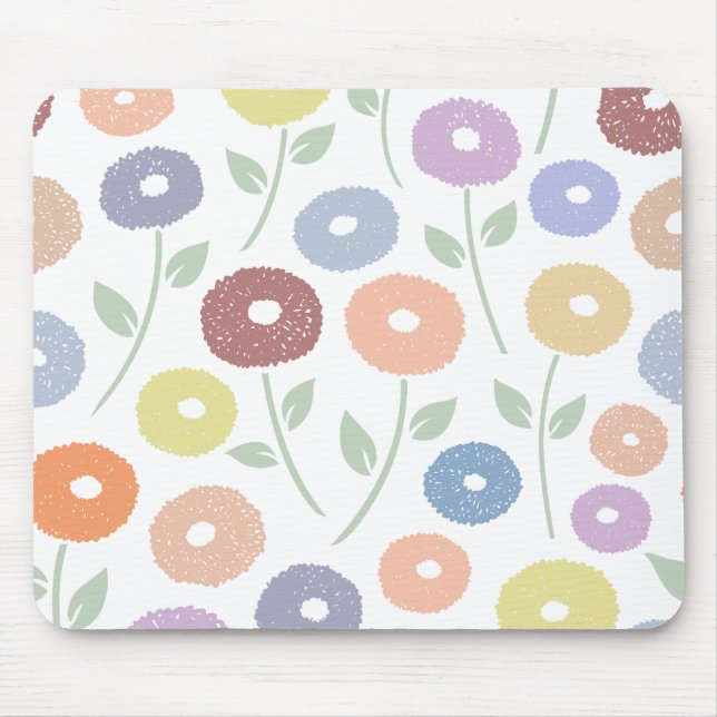 Mousepad Fuzzy Flower Lg Pattern Pastels on White (Frente)