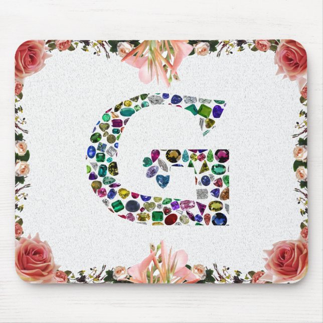 Mousepad G Design inicial de gemstone (Frente)