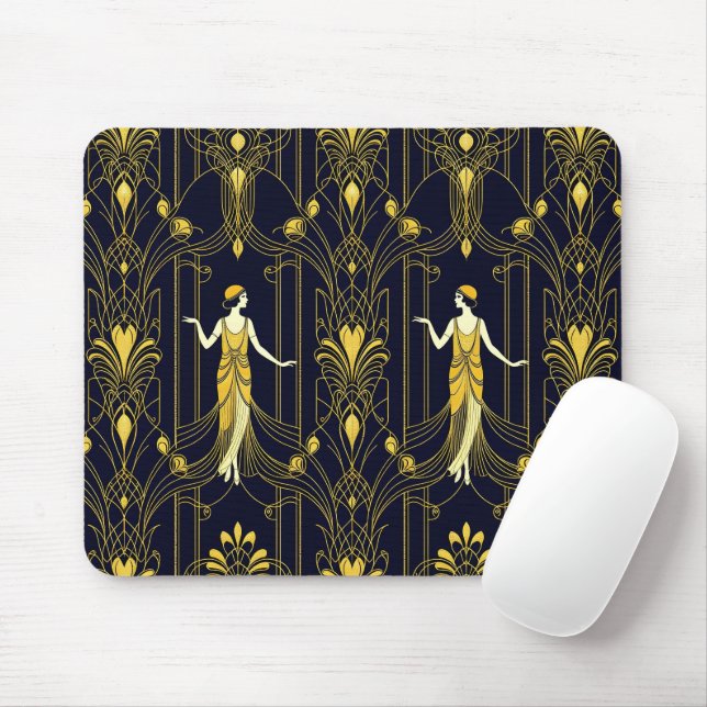 Mousepad Gabsy gold and black decorative pattern (Com mouse)