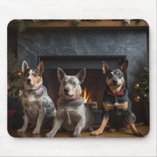 Mousepad Gado Australiano junto à Lareira Natal