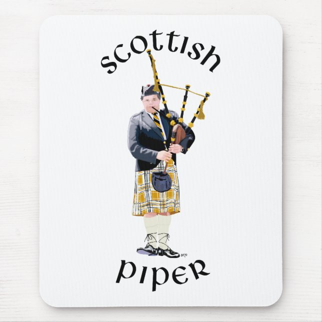 Mousepad Gaitero Escocês - Saia Xadrez Marrom (Frente)