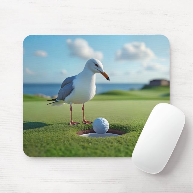 Mousepad Gaivota com bola de golfe (Com mouse)