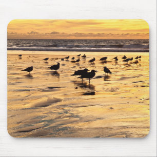 Mousepad Gaivotas na Praia ao Pôr do Sol