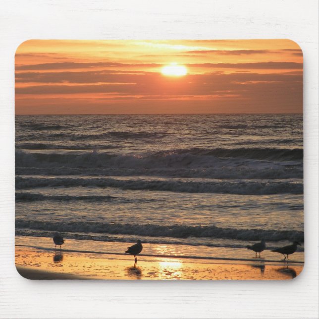Mousepad Gaivotas pelo mar ao pôr do sol (Frente)