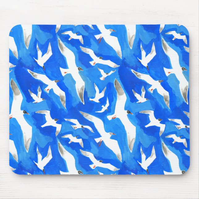 Mousepad Gaivotas voadoras em azul-céu (Frente)