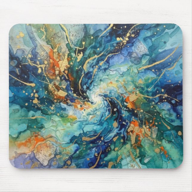 Mousepad Galactic Swirl / Fluid Ink Abstract (Frente)