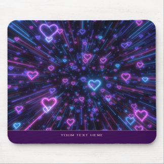 Mousepad Galáxia Coração Néon Brilhante Explosão de Amor Có