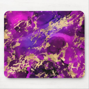 Mousepad Galáxia de Mármore Rosa e Dourado Deslumbrante
