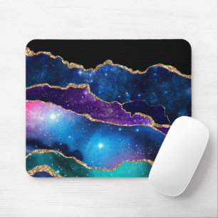 Mousepad Galáxia de Pedra Agácida Marmoreada Faux Brilhan