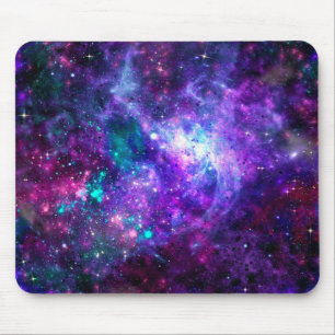 Mousepad Galáxia Espaço Roxo Espaço Cósmico Verde-azulado R