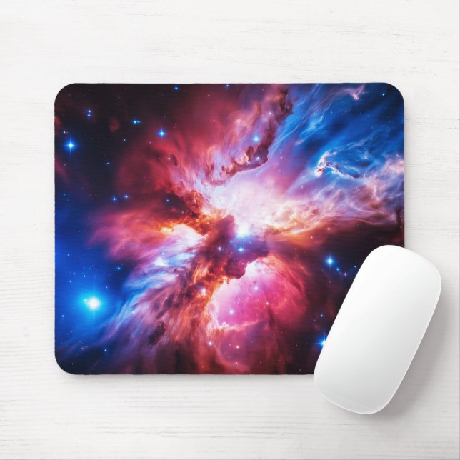 Mousepad Galáxia Nebulosa Colorida Espaço Estrelas Universo (Com mouse)