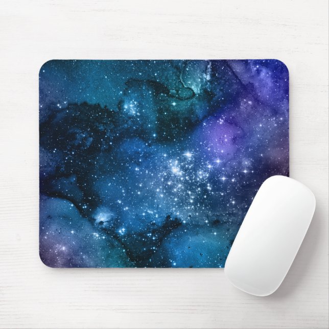 Mousepad Galáxias Amantes Starry Space Blue Sky White Spark (Com mouse)