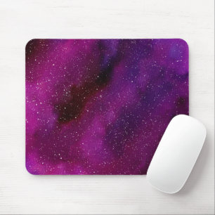 Mousepad Galáxias de Aquarela rosa púrpura