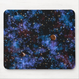 Mousepad Galáxias, estrelas e planetas coloridos à noite