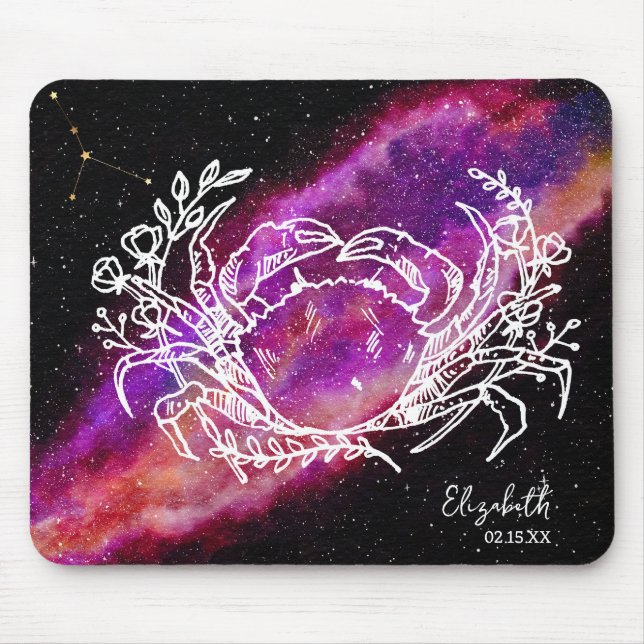 Mousepad Galaxy Cancer Constelação Nome Símbolo Zodiac (Frente)