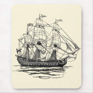 Mousepad Galeão de Piratas Antigos, Esboço de um Navio de 7