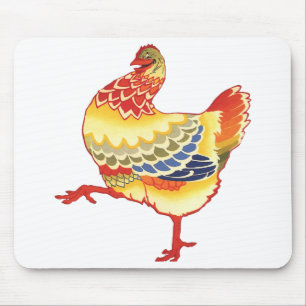Mousepad Galinha Colorida de Celeiro de Fazenda Vintage