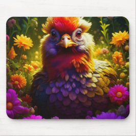 Mousepad Galinha Colorida no Patch do Jardim