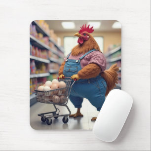 Mousepad Galinha com Ovos num Carrinho de Compro