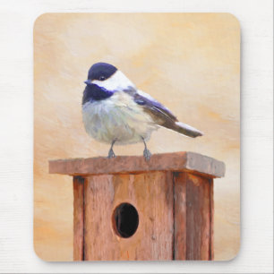 Mousepad Galinha em Birdhouse Pintura Original de Pássaros