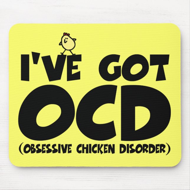 Mousepad Galinha engraçada de OCD (Frente)