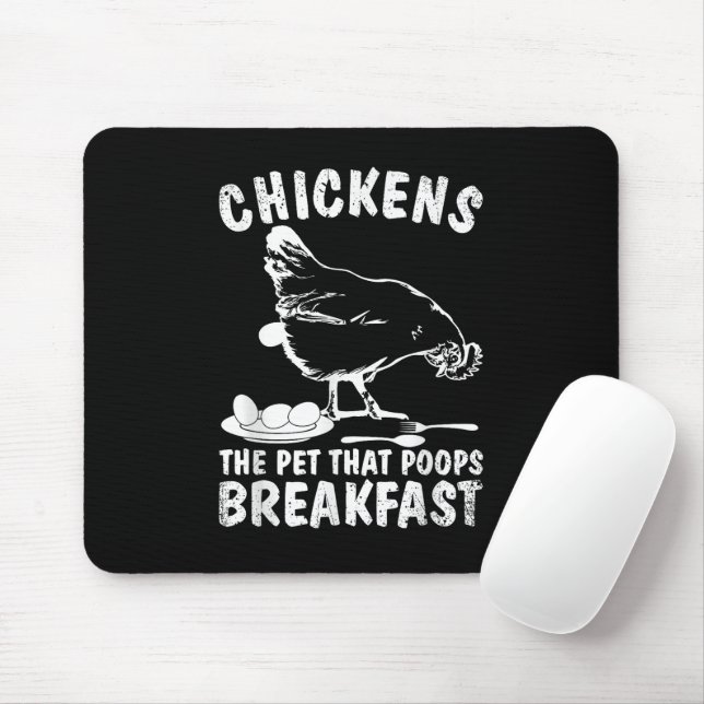 Mousepad Galinha Engraçada Pet Fezes Café da Manhã Quintal  (Com mouse)