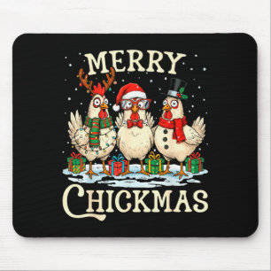 Mousepad Galinha Natal Chapéu de Papai Noel Alegre Chickmas