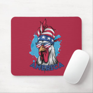 Mousepad Galinha Patriótica nos EUA Bandana e Shades