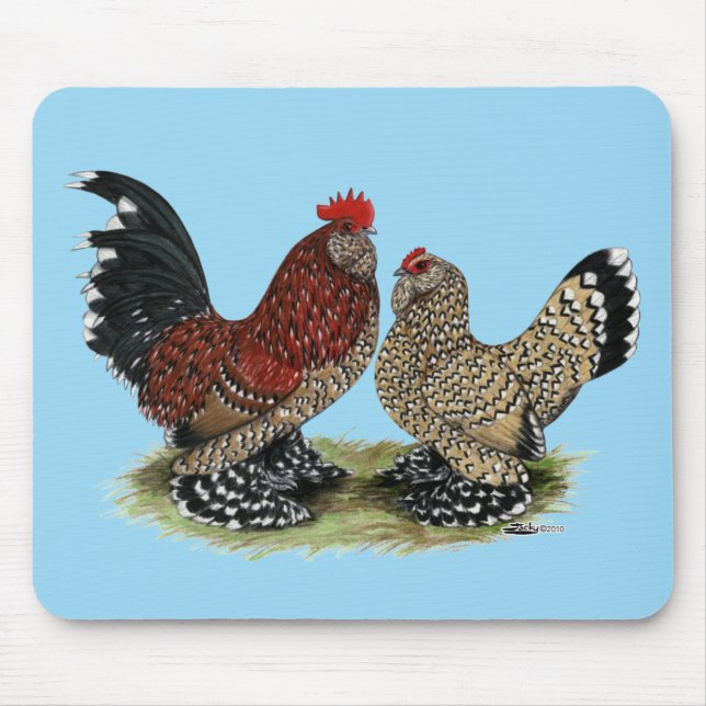 Mousepad Galinhas anãs de D'Uccle:  Mille Fleur (Frente)