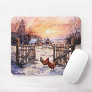 Mousepad Galinhas No Quintal De Inverno