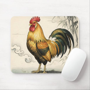 Mousepad Galo dourado arte japonesa