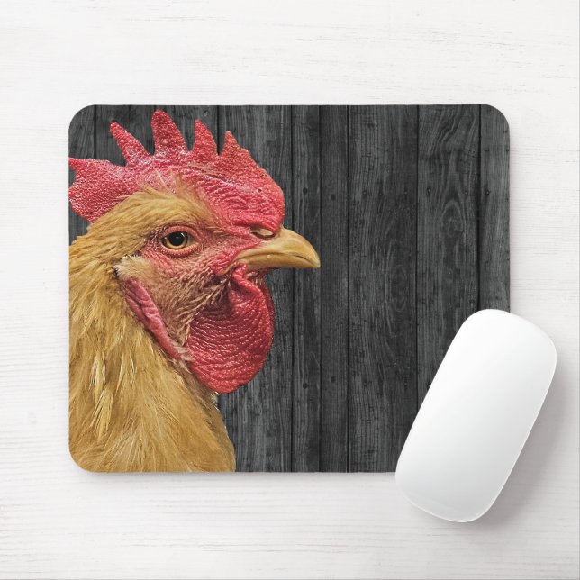 Mousepad Galo Na Madeira Do Barn (Com mouse)