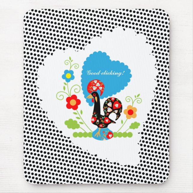 Mousepad Galo português com bolinhas pretas (Frente)