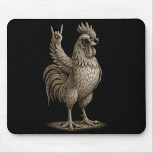 Mousepad Galo Retro Rock Música Divertida Homens Mulheres M