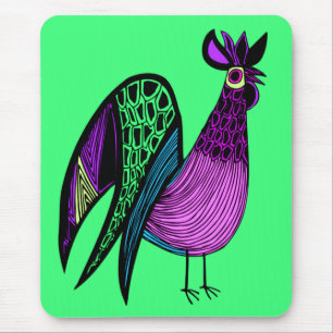 Mousepad Galo roxo da arte popular