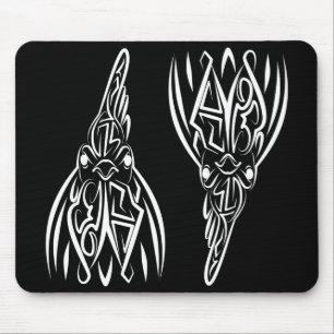 Mousepad Galo Tribal Negro e Branco