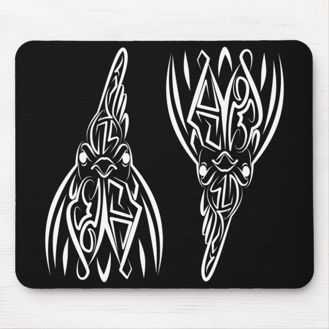 Mousepad Galo Tribal Negro e Branco (Frente)