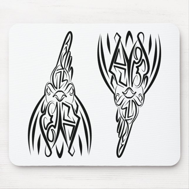Mousepad Galo Tribal Preto e Branco (Frente)
