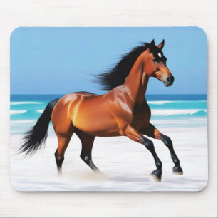 Mousepad Galopagem de Cavalo Selvagem em uma Praia