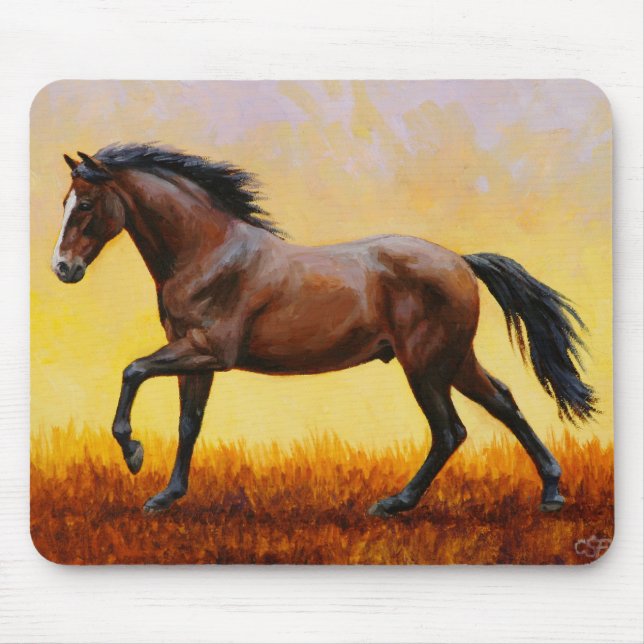 Mousepad Galopagem de Cavalos de Stallion Bay Dark (Frente)