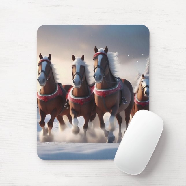 Mousepad Galopando pela neve: Cavalos Mágicos dos Papais no (Com mouse)