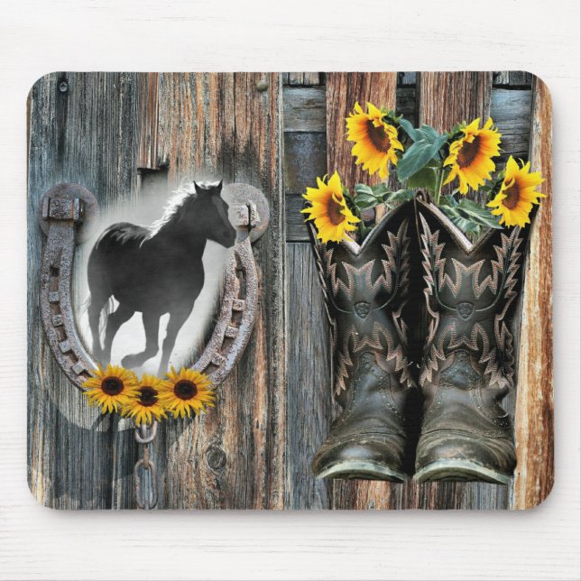 Mousepad Galoping Horse Cowboy Boots Fogões (Frente)