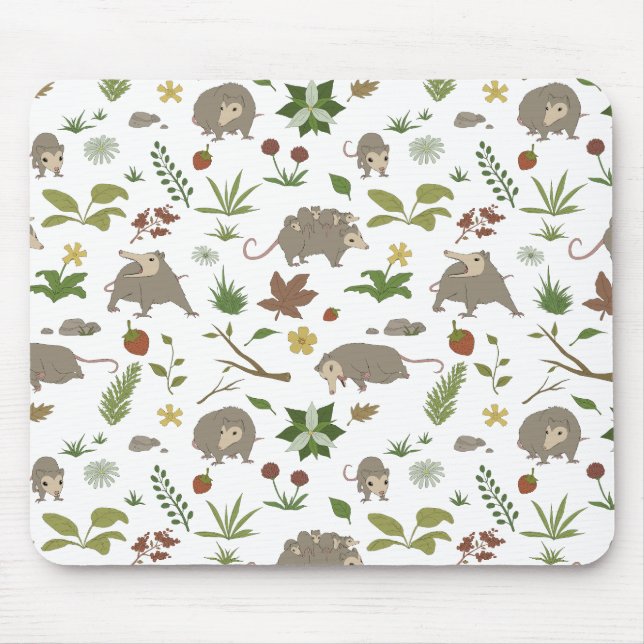 Mousepad Gambás em um Campo de Bagas em Branco (Frente)