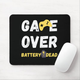 Mousepad Game Over Battery Dead Funny Gamer Design
