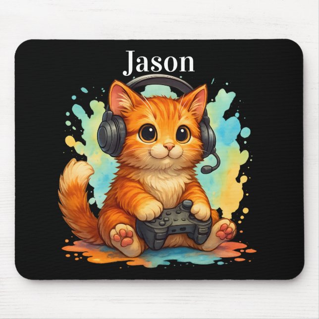 Mousepad gamer de gato fofo (Frente)